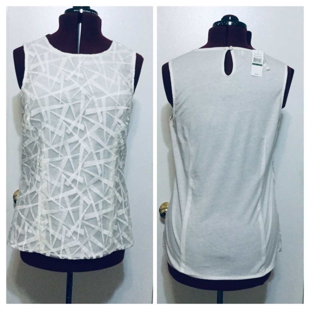 NWT Van Heusen Lace Ground Dentelle Ivory Sleeveless blouse